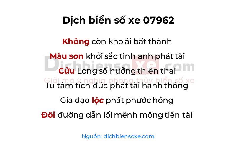 Dịch thơ biển số 07962