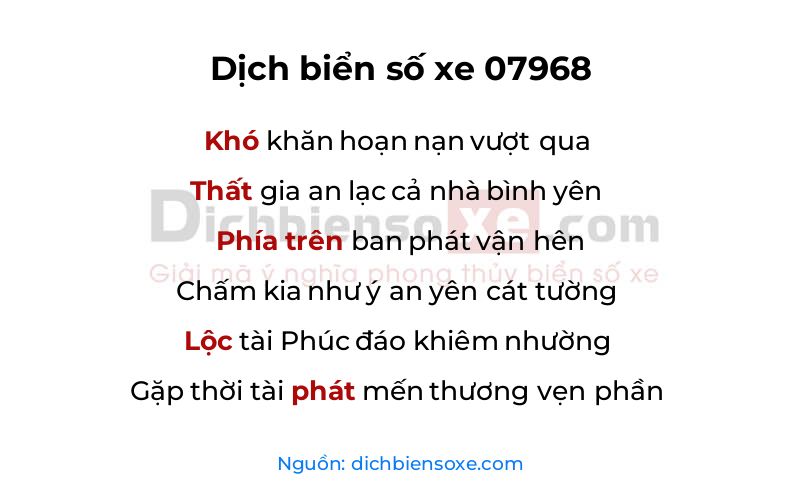 Dịch thơ biển số 07968