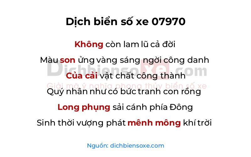 Dịch thơ biển số 07970