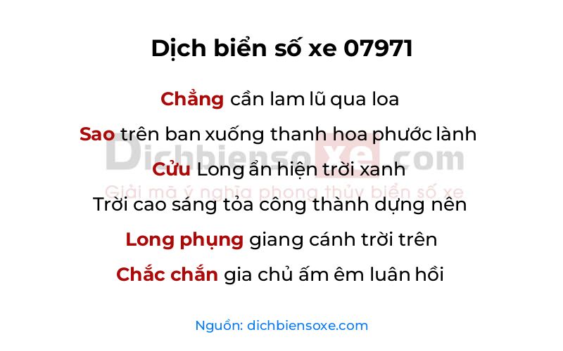 Dịch thơ biển số 07971