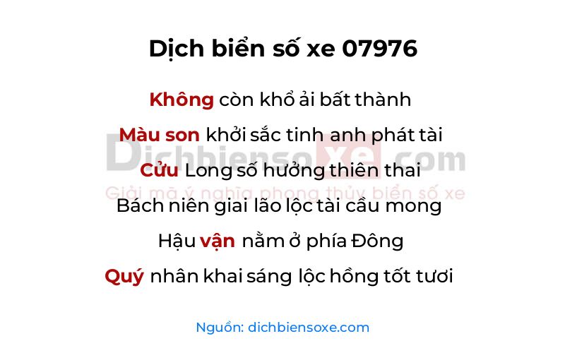 Dịch thơ biển số 07976