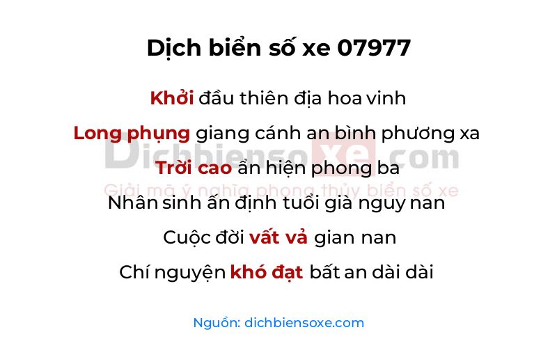 Dịch thơ biển số 07977