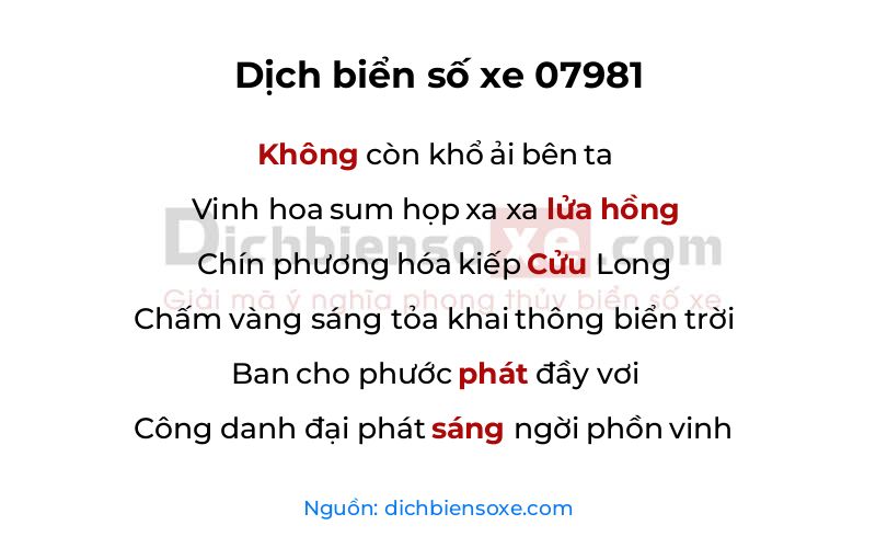 Dịch thơ biển số 07981