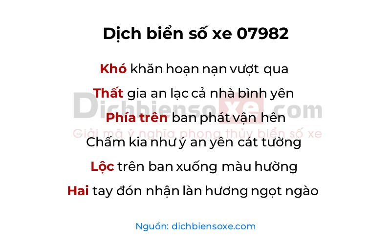 Dịch thơ biển số 07982