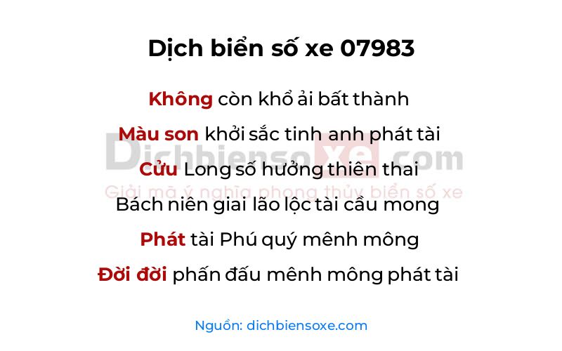 Dịch thơ biển số 07983