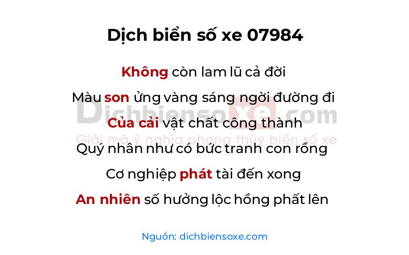 Dịch thơ biển số 07984