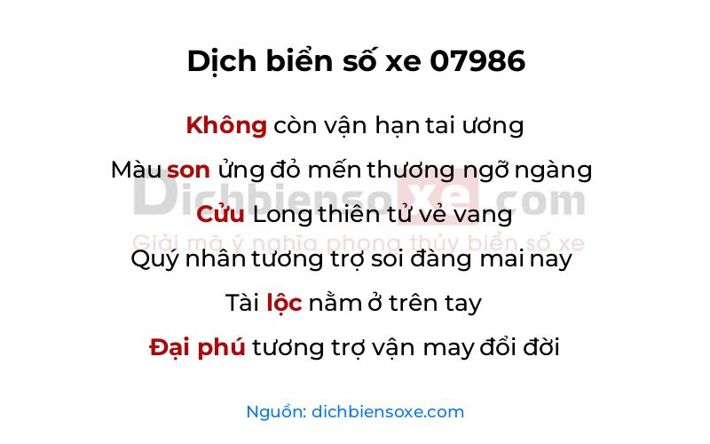 Dịch thơ biển số 07986