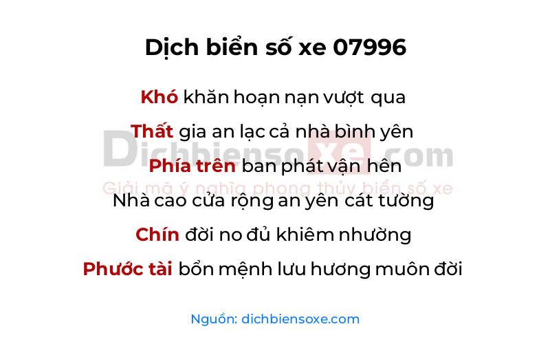 Dịch thơ biển số 07996