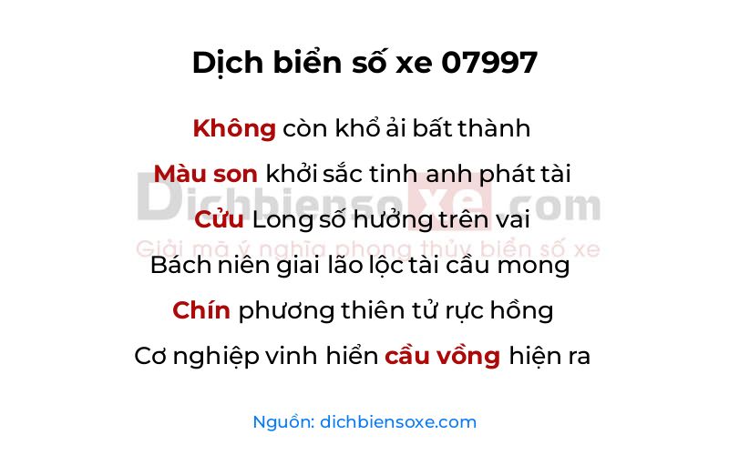 Dịch thơ biển số 07997