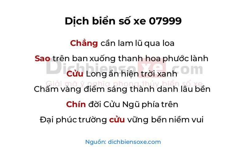 Dịch thơ biển số 07999