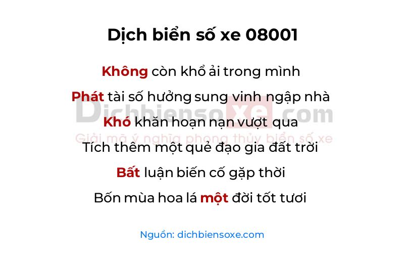 Dịch thơ biển số 08001