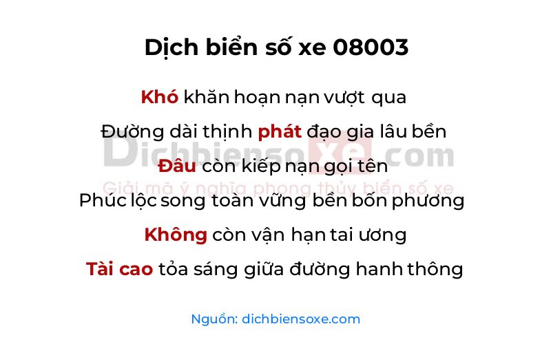 Dịch thơ biển số 08003