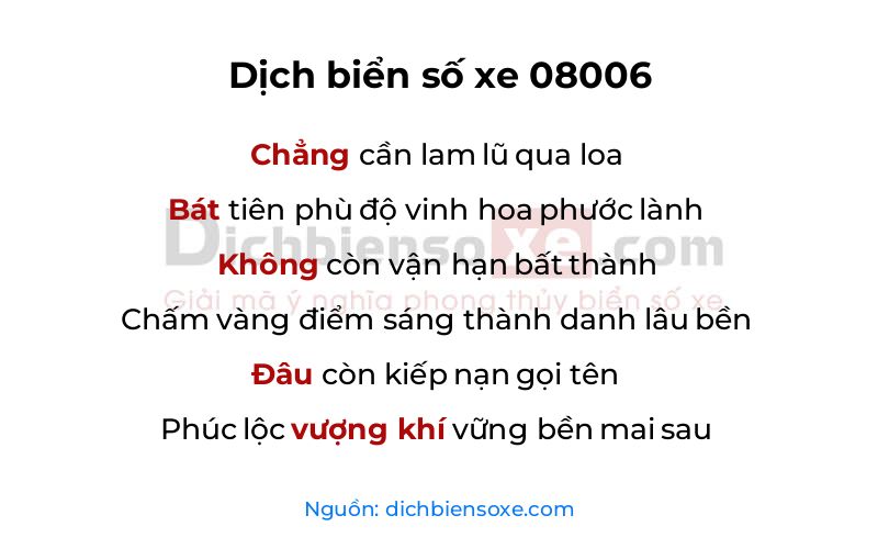 Dịch thơ biển số 08006