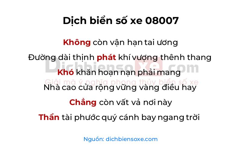 Dịch thơ biển số 08007