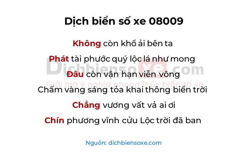 Dịch thơ biển số 08009