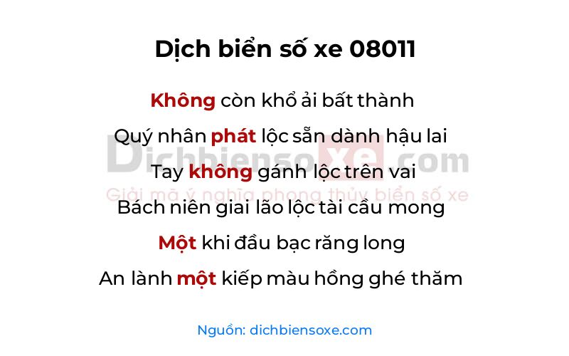 Dịch thơ biển số 08011