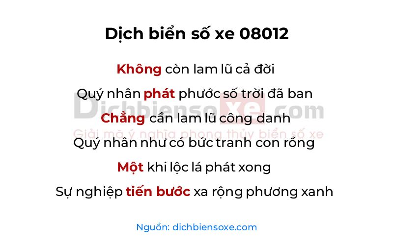 Dịch thơ biển số 08012