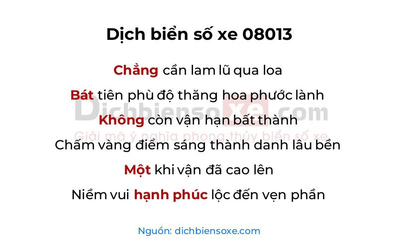 Dịch thơ biển số 08013
