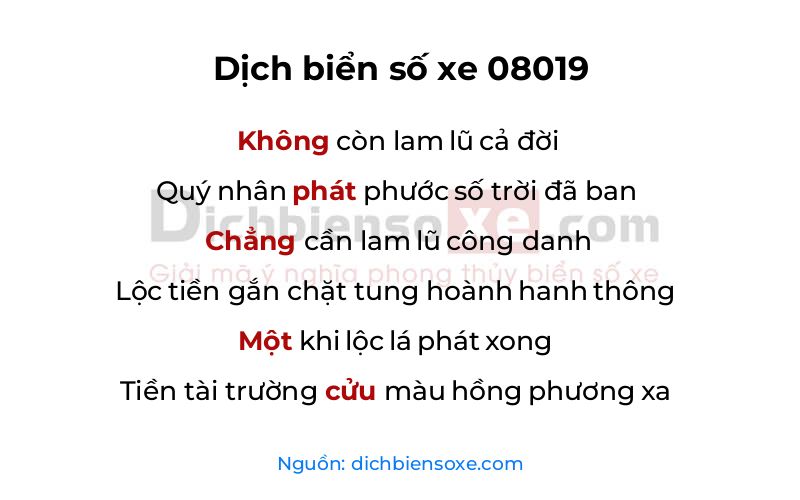 Dịch thơ biển số 08019