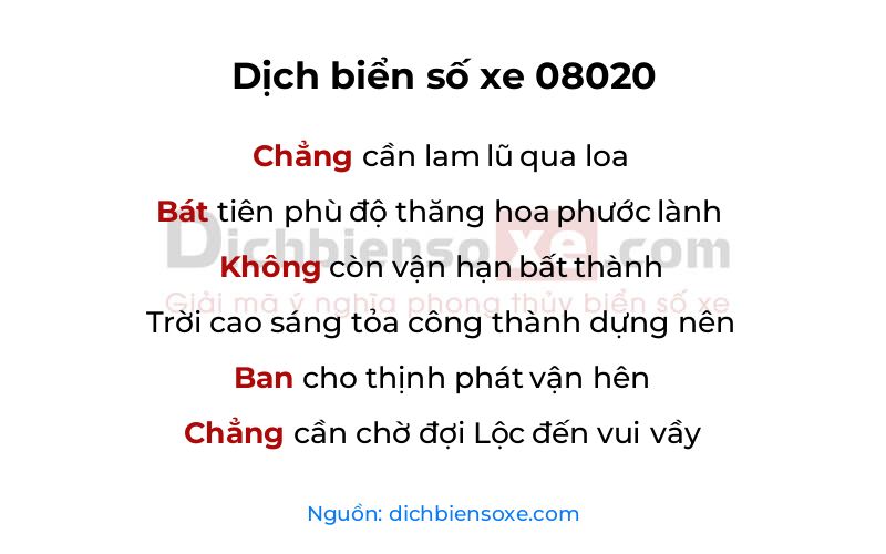Dịch thơ biển số 08020