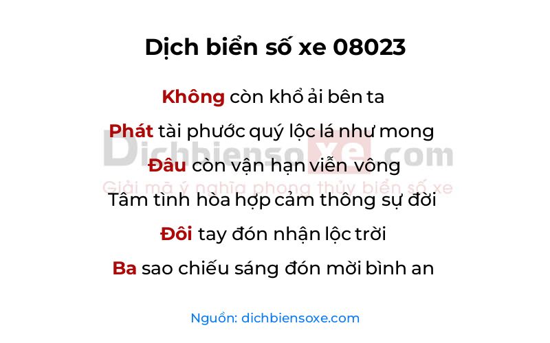 Dịch thơ biển số 08023