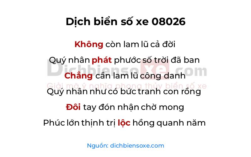 Dịch thơ biển số 08026