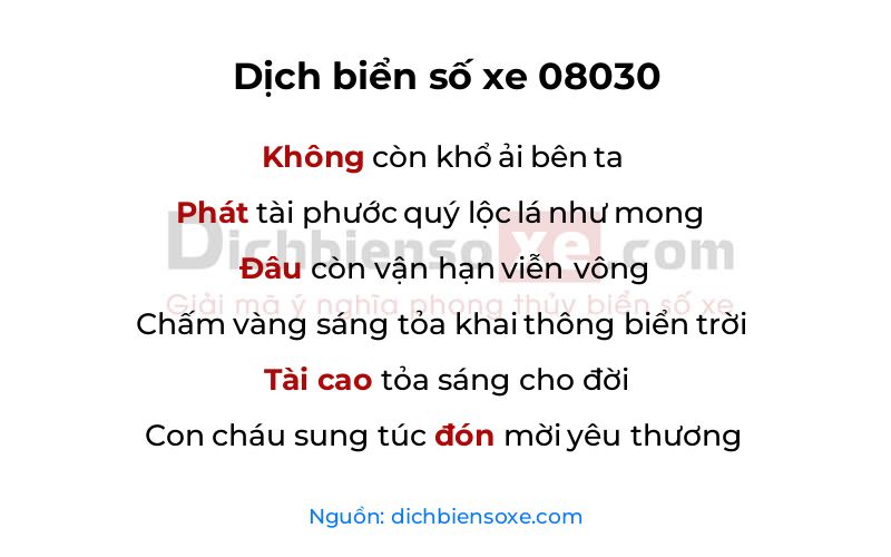 Dịch thơ biển số 08030