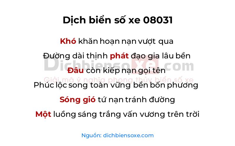 Dịch thơ biển số 08031
