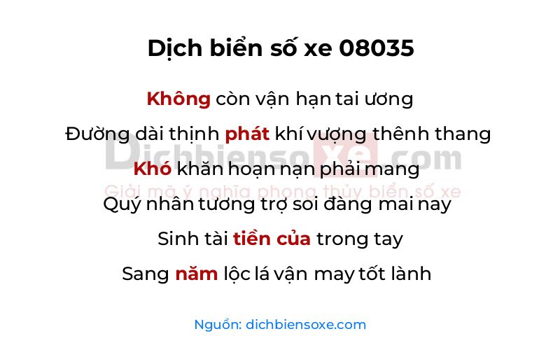 Dịch thơ biển số 08035