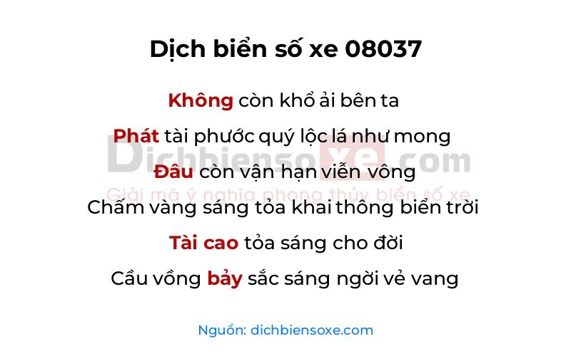 Dịch thơ biển số 08037