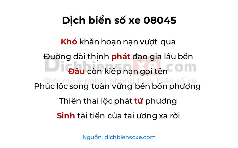 Dịch thơ biển số 08045