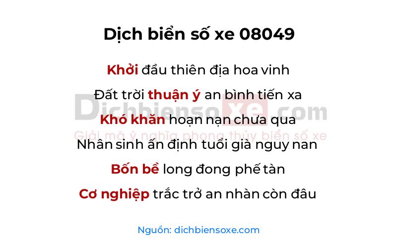 Dịch thơ biển số 08049
