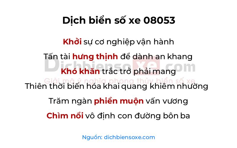 Dịch thơ biển số 08053