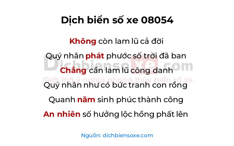 Dịch thơ biển số 08054