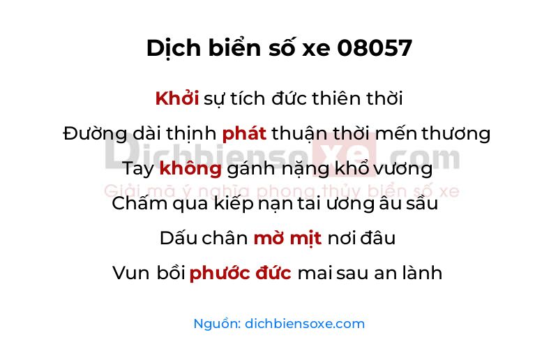 Dịch thơ biển số 08057