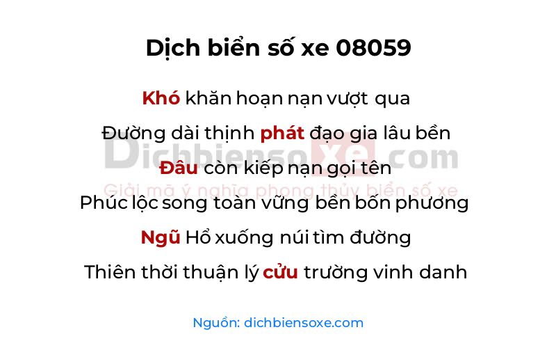 Dịch thơ biển số 08059
