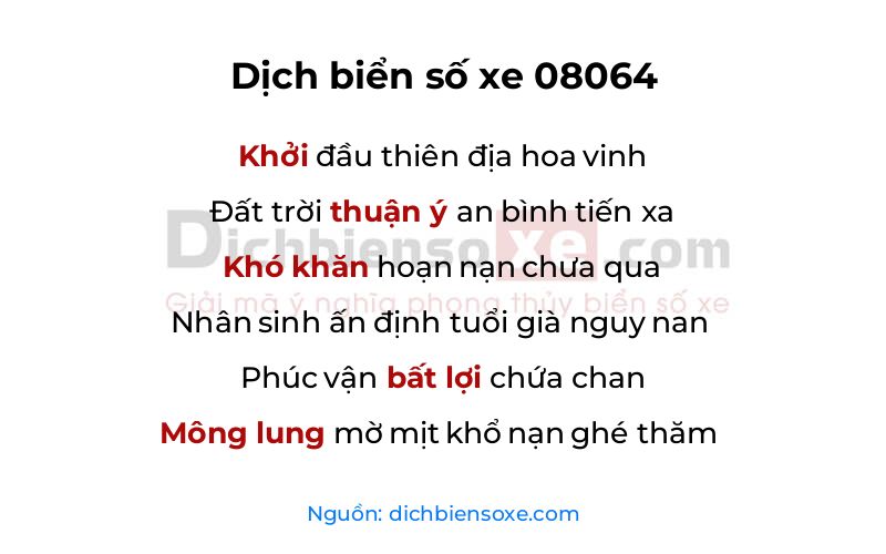 Dịch thơ biển số 08064