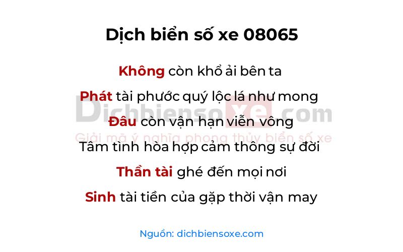 Dịch thơ biển số 08065