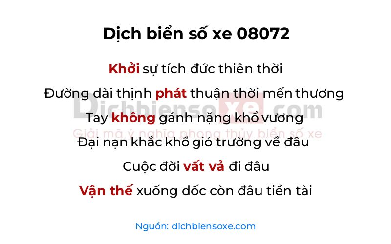 Dịch thơ biển số 08072