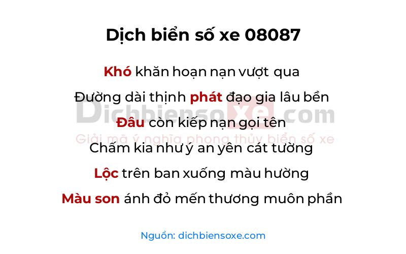 Dịch thơ biển số 08087