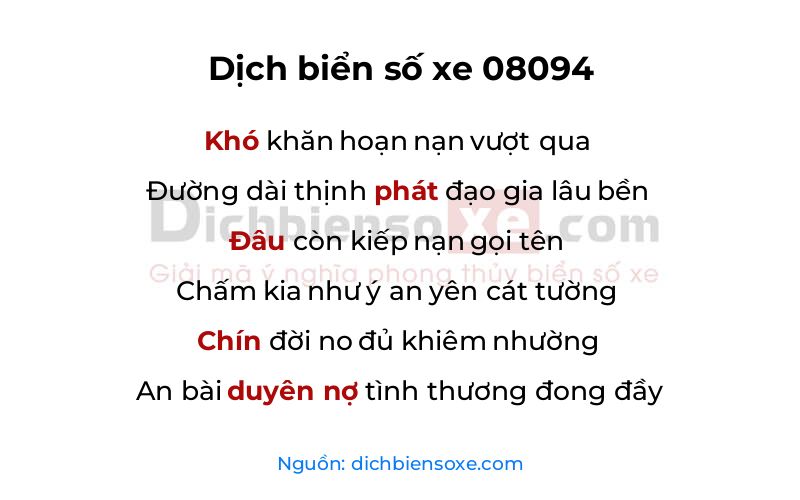 Dịch thơ biển số 08094