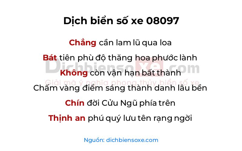 Dịch thơ biển số 08097