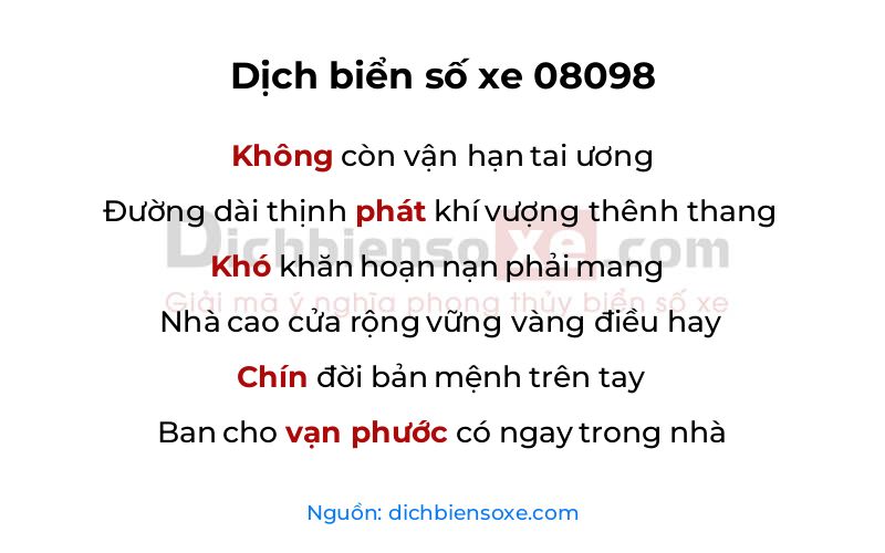 Dịch thơ biển số 08098