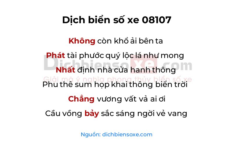Dịch thơ biển số 08107