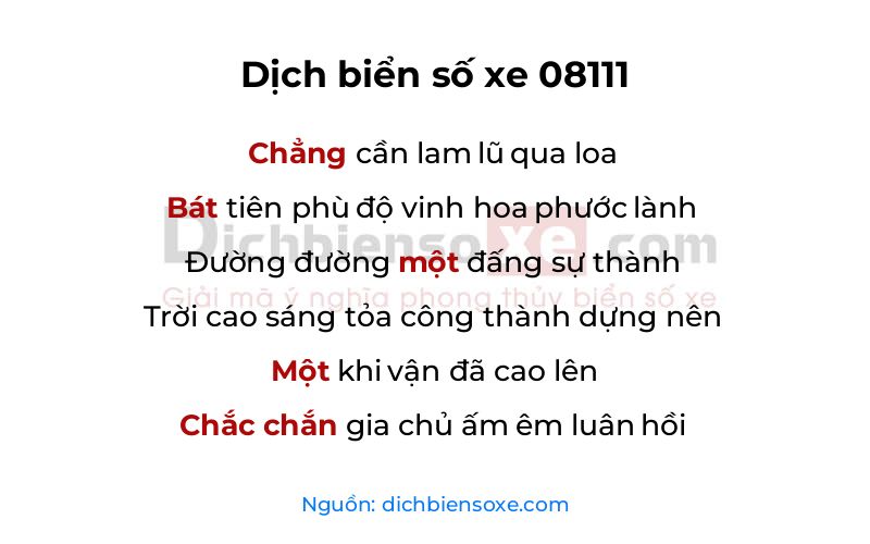Dịch thơ biển số 08111
