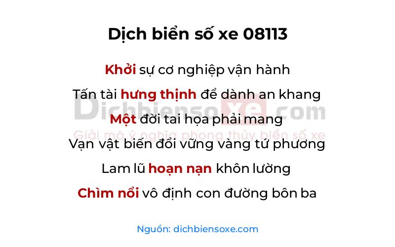Dịch thơ biển số 08113