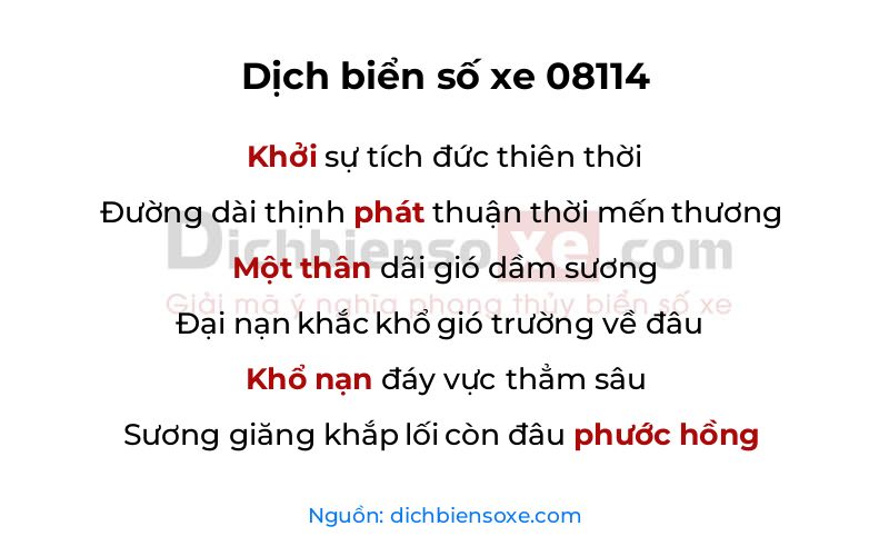 Dịch thơ biển số 08114