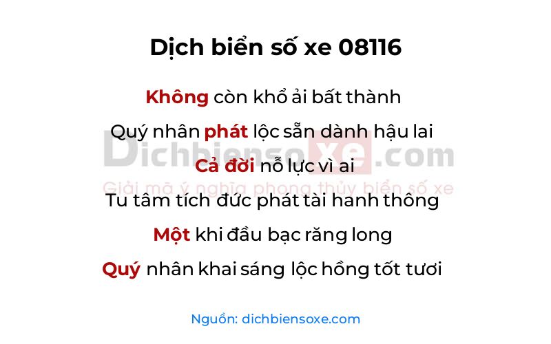 Dịch thơ biển số 08116
