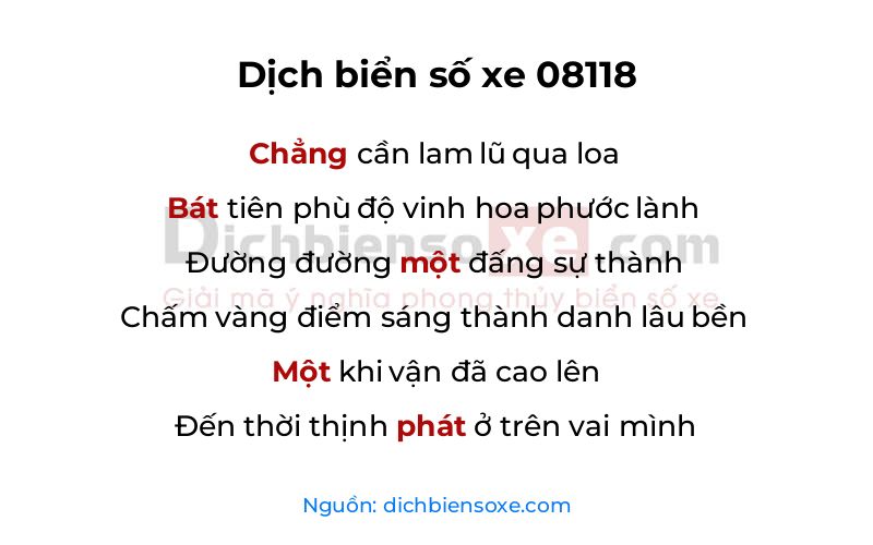 Dịch thơ biển số 08118