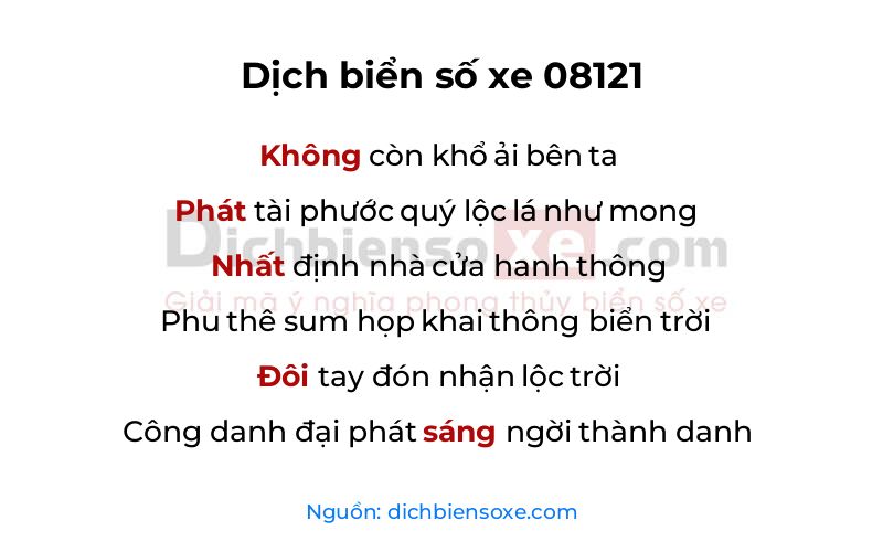Dịch thơ biển số 08121